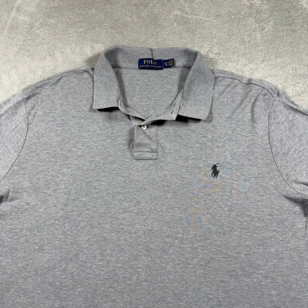 Polo Ralph Lauren Long Sleeve Polo Shirt Mens XL Gray Cotton Classic Preppy